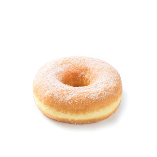 Ciambella glassata di zucchero su sfondo bianco
