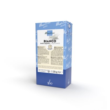 Confezione blu e bianca da 1 litro di base liquida Martini Gelato Bianco per gelateria professionale.