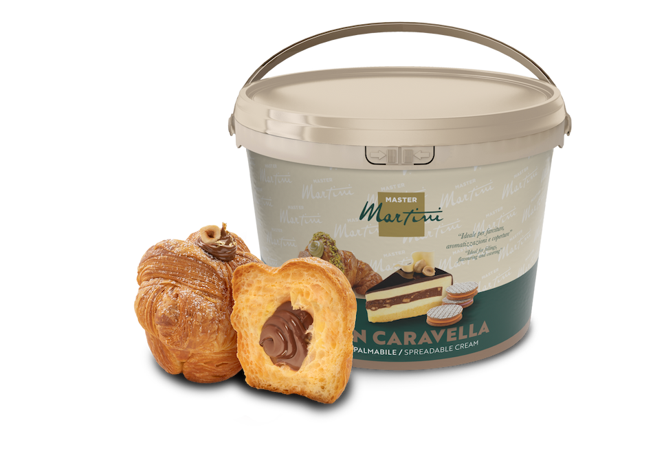 crema spalmabile gran nocciola caravella crunch post forno secchio per pasticceria per professionisti pasticceri