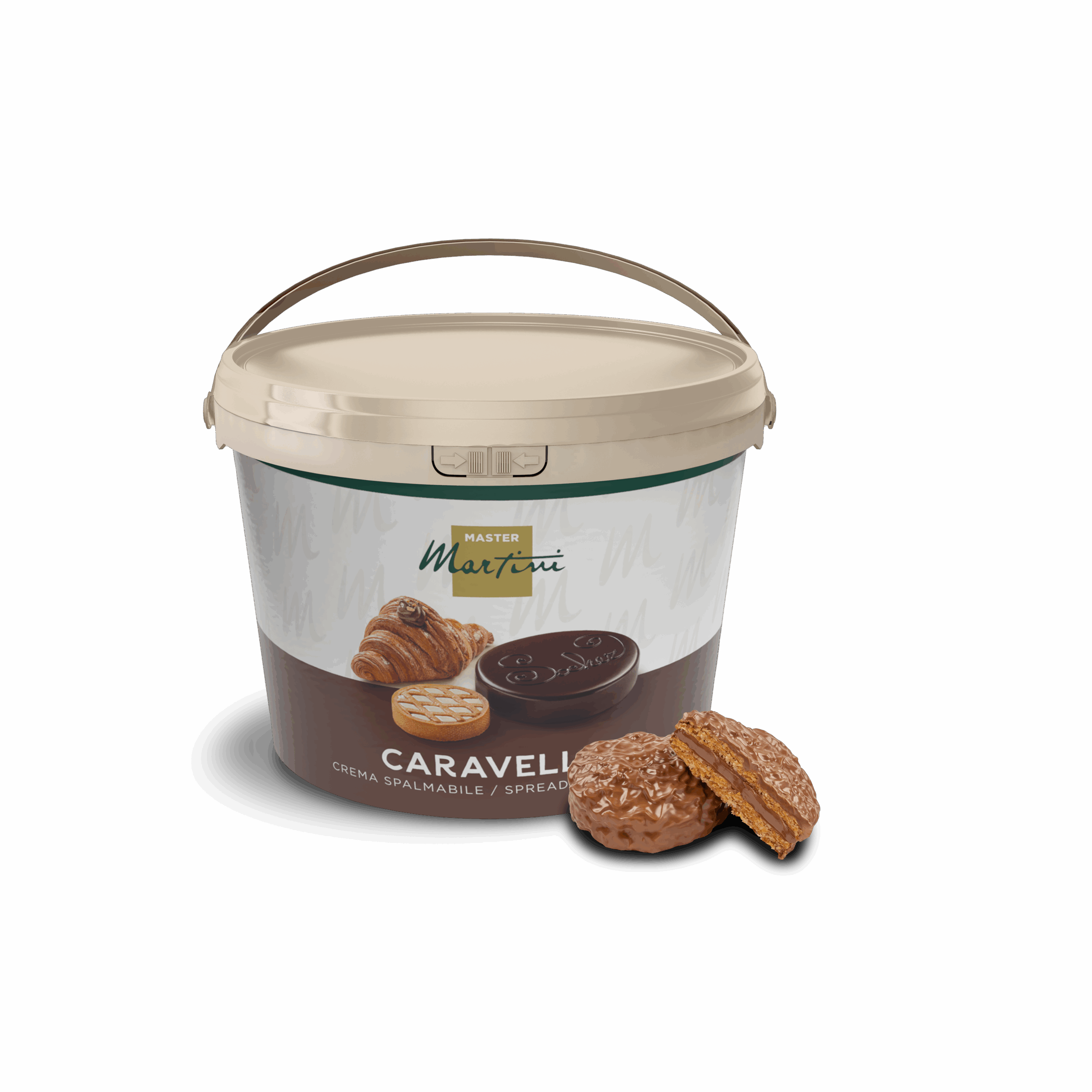 crema spalmabile al cioccolato al latte secchiello caravella easy