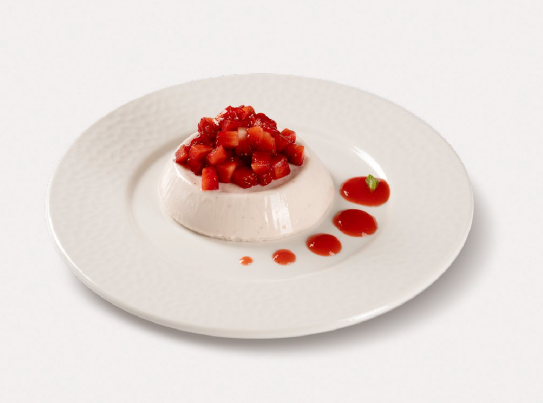 panna cotta con copertura di fragola ricetta per professionisti